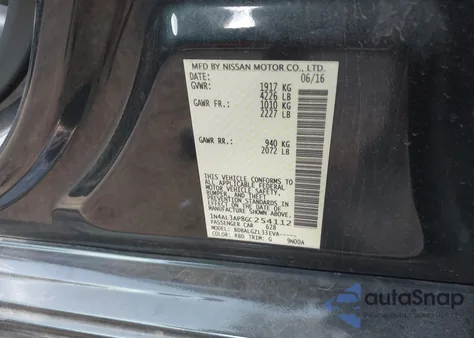 2016 Nissan Altima 2.5/2.5 S/2.5 Sl/2.5 Sr/2.5 Sv z USA, uszkodzony, nr VIN 1N4AL3AP8GC254112